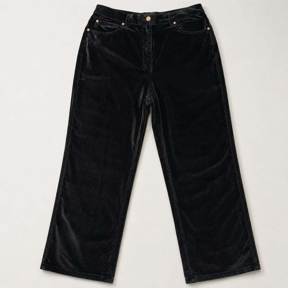 St. John Sport by Marie Gray Womens Black Velvet Straight Leg Pants Velour 34x27